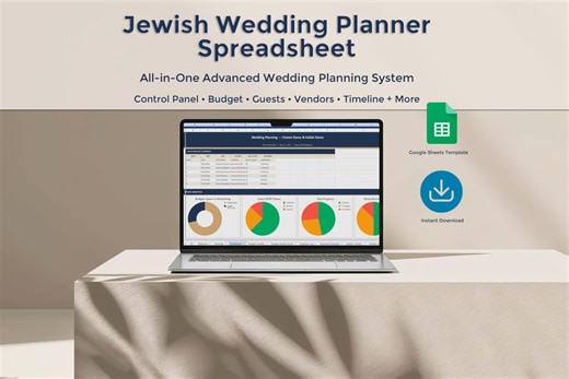 Jewish Wedding Planner Spreadsheet, Google Sheets Organizer, Traditional Jewish Wedding Template, Budget, Guests, Sheva Brachot & Timeline - Etsy