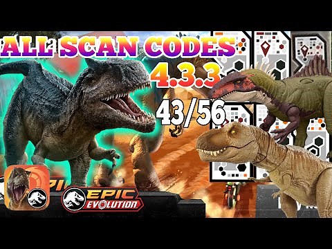 Jurassic World EPIC EVOLUTION CHAOS THEORY MATTEL TOYS Scan Codes All Dinosaurs UPDATE 43/56 T REX