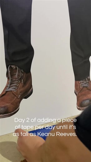 Day 2… another piece of tape. #TapeMatrix #keanureeves #FYP #Viral #cardboardkeanu