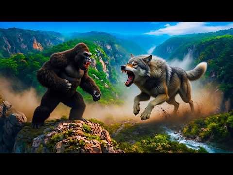 Wolf's Savage Attack on Giant Ape | Who Survives? Brutal Battle of Wolf! & Kong's Rage Power