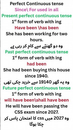 #Tenses,All perfect continuous tenses, #perfect, past perfect, future perfect with examples