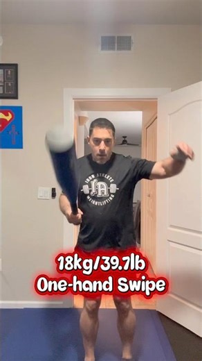 💠39.7lb/18kg One-hand Swipes.•#clubswipe #clubbellstrength #gripstrength #clubbelltraining
