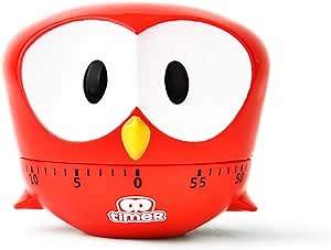 MOSHOU Cute Eagle Cooking Timer,100% Mechanical Timer for Kids, 55 Minutes Wind up Timer 360 Degree Rotating Timer for Cooking/Reading/Do Sports (Red)