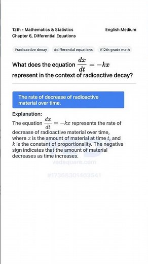 Understanding Radioactive Decay Differential Equations 12th Math