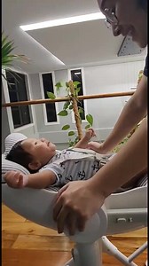A conversation between mommy Melissa Gohing and Ezren Raffaello Nacino . Precious moments❤️ Proud of you mommy Mel! Spot the Oribel Philippines high chair that EZ is in as he will be growing up with this high chair. In a few months, he will be seated upright and will start eating soft solids with the chair's detachable table tray! | Rocco Nacino