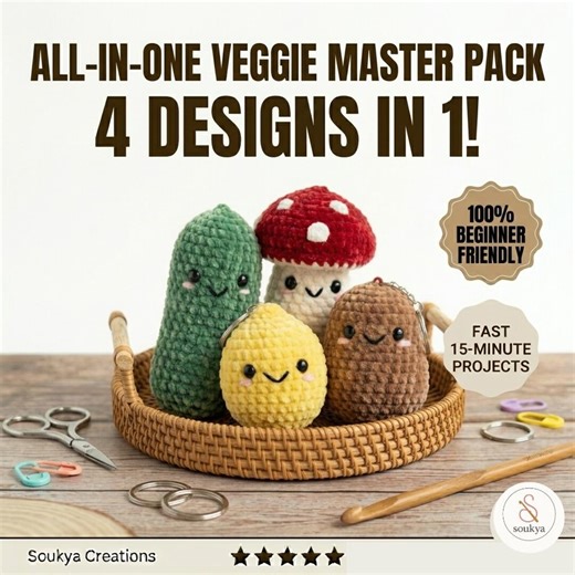 The Complete No-sew Vegetable Pattern Collection, 4-in-1 Master Bundle, All-in-one Crochet Veggie Pack PDF, Ultimate Market Prep Guide - Etsy