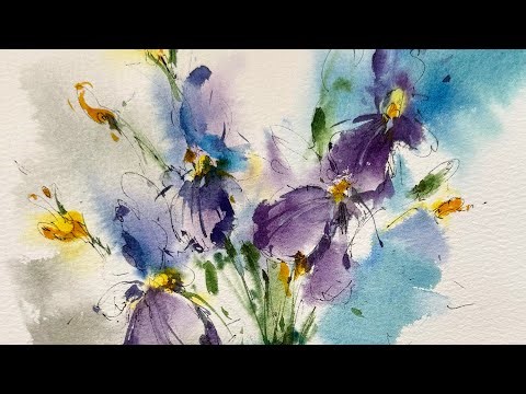 Loose Watercolor Irises in a Vase | Easy & Expressive Floral Painting Tutorial