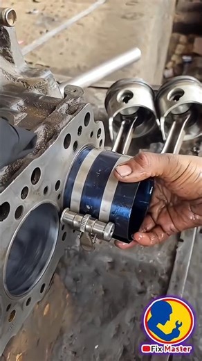 Perfect Engine Piston Installation Process 🔧 Satisfying Truck Engine Rebuild #Shorts #EngineBuild