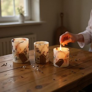 Botanical Pillar Candle Set: Soy Wax With Dried Flowers - Etsy