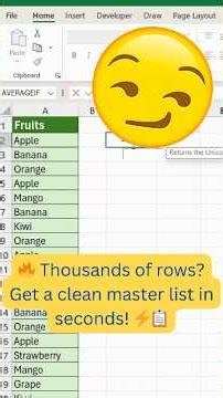 🔥 Turn Any Messy List Into a Clean Master List in Seconds! #Excel