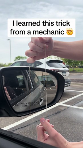 Car Mirror Blind Spot Hack Using Tape and Rubber Bands