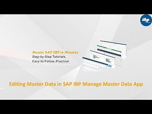 Editing Master Data in SAP IBP Manage Master Data App