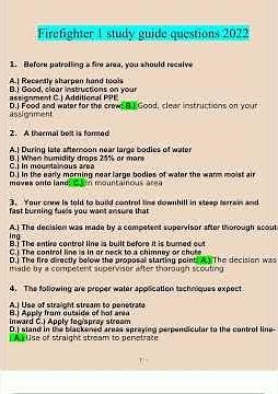 Firefighter 1 study guide Questions and Answers 2022 Verified Answers5516