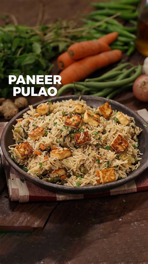 Looking for a quick, flavourful one-pot meal? Try this delicious Paneer Pulao! Want the full recipe? Comment ‘Recipe’ below! | Home cooking