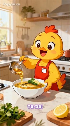 little chicken cooking fish soup