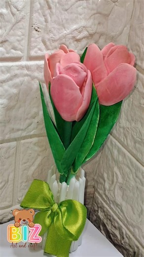 Beautiful Clay Tulip Flowers 🌷 | Handmade Flower Pot | Easy DIY | Biz Art and Craft