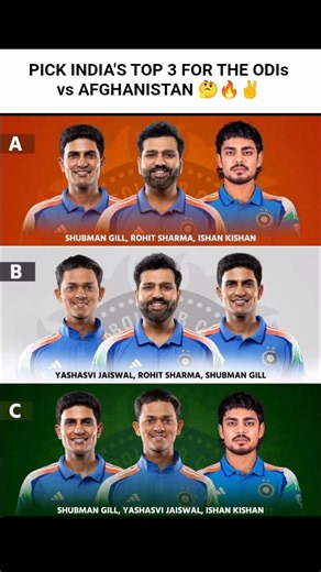 PICK INDIA'S TOP 3 FOR THE ODIs vs AFGHANISTAN🤔🔥✌️ #cricket #shorts #indvsafg