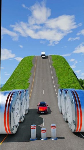 Lambo Urus & School Bus vs Chained Bollards - BeamNG.Drive #shorts #beamngdrive #schoolbus