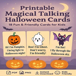 Printable Halloween Cards for Kids – Talking Cards, Fun & Friendly (PDF   PNG) - Etsy Canada