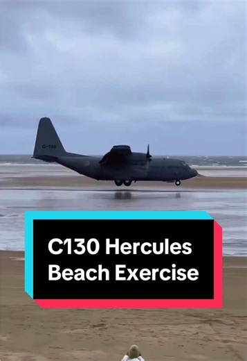 C130 Hercules beach landing exercises by the royal danish air force 🛬 #Aviation #AviationLovers #MilitaryAircraft #Fyp #AviationDaily