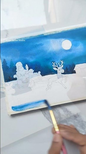 Christmas😍 watercolor painting : tutorial #shorts