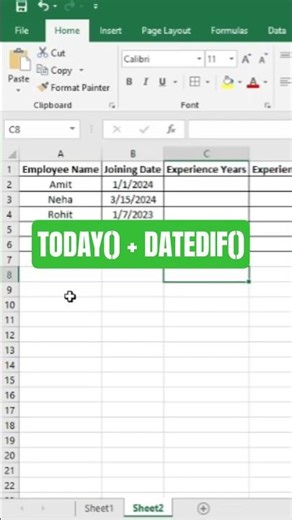 HR Secret Formula 😳 | Calculate Work Experience in Excel (Years, Months, Days)#shorts #excel #tips