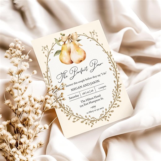 Perfect Pear Bridal Shower Invitation, Personalizable Couple's Shower Invitation, Digital File, Editable File, Instant Download - Etsy