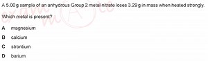 A 5.00 g sample of an anhydrous Group 2 metal nitrate loses 3.2... | Filo