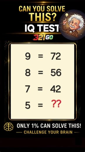 Only for Geniuses 1% Can Solve This Maths Brain Test🤔 Mathematical Logic| Problem Solving| IQ Test