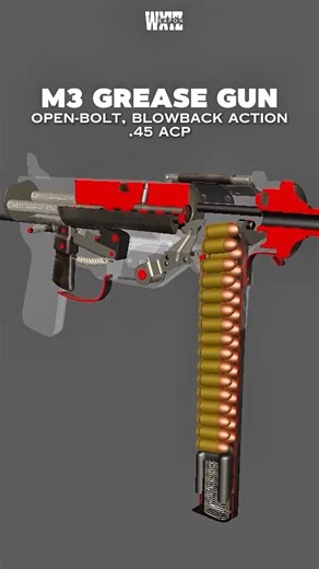 M3 Grease Gun Open-Bolt Internal Animation #Shorts
