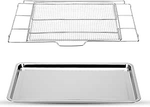 New upgrade Air Fry Tray for 30" Oven with Drip Pan, Compatible with Frigidaire Wall Ovens, Ranges, and Wall Oven/Microwave Combinations，Oven Rack Measures 25" x 16" x 1.75"
