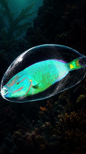 El pez loro, fabrica su propia burbuja protectora. #curiosidadesanimales #naturaleza #animals