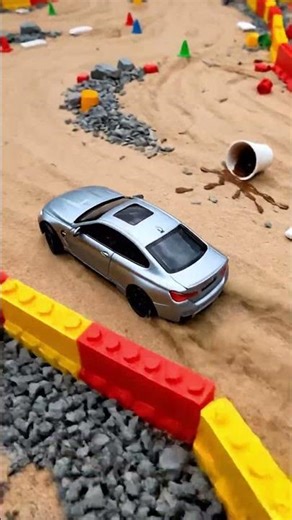 Feel the Power: Silver BMW M4 FPV Drift on a Sandy Track Cinematic Toy Car Racing #cinematicfpv