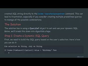 How to Export a Custom Query to Excel in Access/VBA
