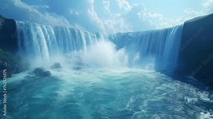 waterfall in the mountains. seamless looping 4k animation video background