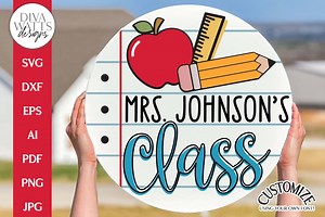 Teacher Class SVG | Classroom Notebook Paper Door Hanger - Etsy