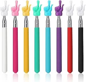 Uspeedy 8 Pieces Telescopic Teachers Pointer,Pointer Stick,Teacher Pointer Stick,Extendable Hand Pointer Finger Pointer Stick,Presenter Whiteboard Pointer for Students Teachers Ad