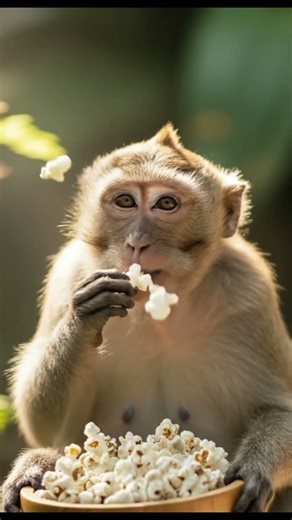 Monkey Shocked by Popcorn Explosion 😂🍿 | Funny Animal Reaction