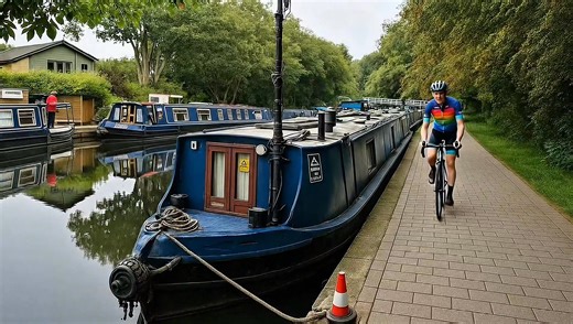 4.3K views · 45 reactions | The cyclist is happy with the new towpaths. #british #boating #cyclist #canalboat #narrowboat | Canal Boats | Facebook