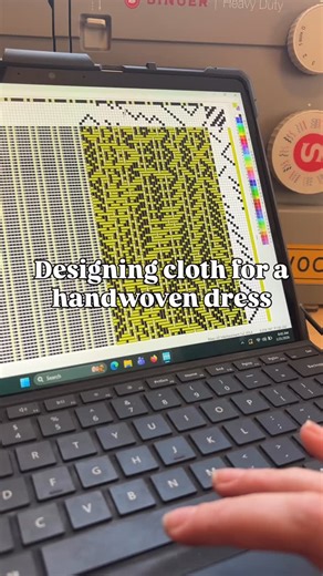Emelie Weber Wade 🌙🌿 weaver + textile artist on Instagram: "Do you see the ❤️? I’m designing handwoven cloth for a snappy little queen of hearts dress using advancing twills! My goal is to choose a heart structure for threading, then refine on the loom by sampling with treadling sequences. #textiledesigner #handweaving #fiberarts"