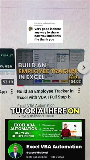 Excel Employee Tracker Tutorial Step-by-Step #excel #vba #tutorial