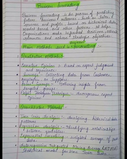 Business Forecasting |Main methods used in business forecasting,Qualitative and quantitative methods