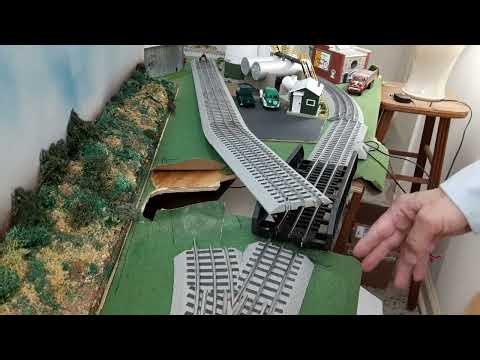Building a valley under the girder bridge on the O gauge layout.