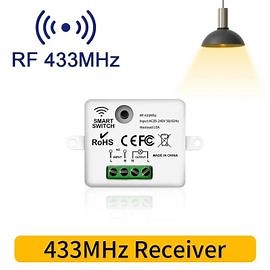 Interrupteur de lumière avec télécommande sans fil RF 433MHz, 220V 110V 10A, récepteur de relais, Mini bouton rond, panneau mural pour lampe LED--RF433 Receiver | Rakuten