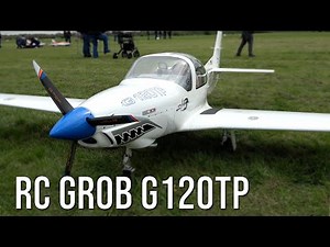 Giant RC Plane Grob G 120TP Turboprop Engine Fine Scale Model Flying At Flight Show