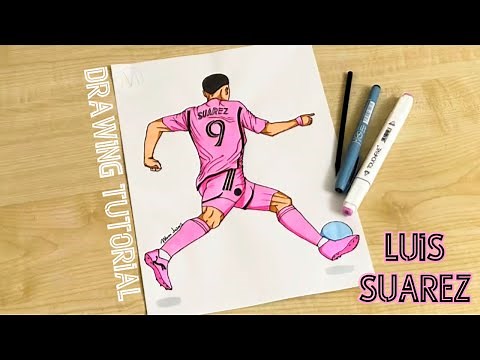 How to draw Inter Miami players / Luis Suarez drawing tutorial