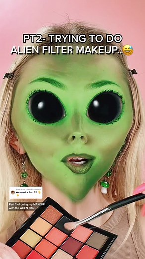 Alien Filter Makeup Challenge: Bold Eyes with Black and Silver Shadows