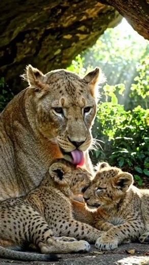 "A Lion’s Love for His Family Will Make You Cry 🦁💔 #Shorts" #ai #animals #lion #ytshorts #love