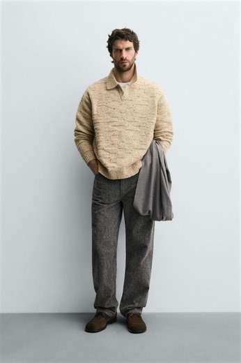 BUTTONED WOOL KNIT POLO SHIRT