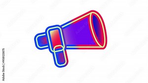 Megaphone icon animation in a transparent background. Alpha channel. Seamless looping. Suitable for podcast, broadcast, and karaoke element video content